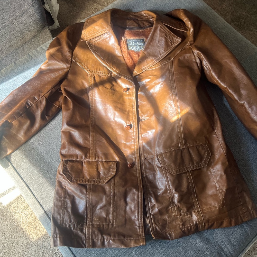 70s Vintage Grais brown leather jacket